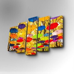 Репродукция из пяти частей Цветные зонтики цена и информация | Картины | 220.lv