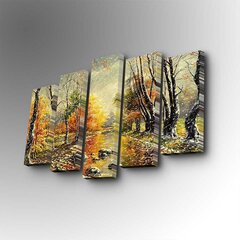 Репродукция из пяти частей Снег в лесу осенью цена и информация | Картины | 220.lv