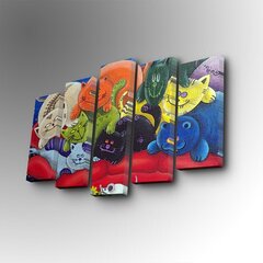 Репродукция из пяти частей Цветные коты цена и информация | Картины | 220.lv