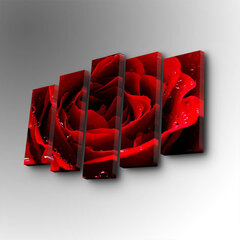 Репродукция из пяти частей Красная роза цена и информация | Картины | 220.lv