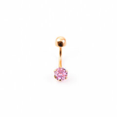 Золотой пирсинг в пупок с розовым кубиком циркония ZR3446R цена и информация | Серьги | 220.lv