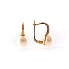 Zelta auskari ar balto pērli ZAITK1220R cena un informācija | Auskari | 220.lv