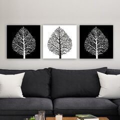 Репродукция из трех частей Черно-белые деревья цена и информация | Картины | 220.lv