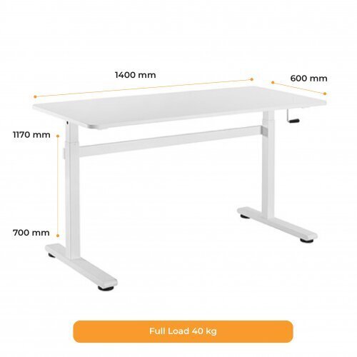 Galds sēdēšanai un stāvēšanai, melns rāmis, galda virsma (LDF) 1400 x 600 mm, balts cena un informācija | Datorgaldi, rakstāmgaldi, biroja galdi | 220.lv