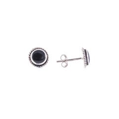 Sudraba auskari-nagliņas ar melnu akmeni SA15BE144C цена и информация | Серьги | 220.lv