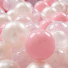 KiddyMoon plastmasas bumbiņas bērnu rotaļām 100 gab ∅ 7cm, rozā/pērļu/caurspīdīgas cena un informācija | Rotaļlietas zīdaiņiem | 220.lv