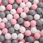 KiddyMoon plastmasas bumbiņas bērnu rotaļām 100 gab ∅ 7cm, balts/pelēks/rozā cena un informācija | Rotaļlietas zīdaiņiem | 220.lv