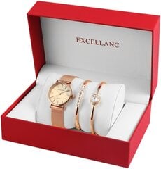 Excellanc dāvanu komplekts sievietēm zelta krāsā, pulkstenis un divas aproces cena un informācija | Rotaslietu komplekti | 220.lv