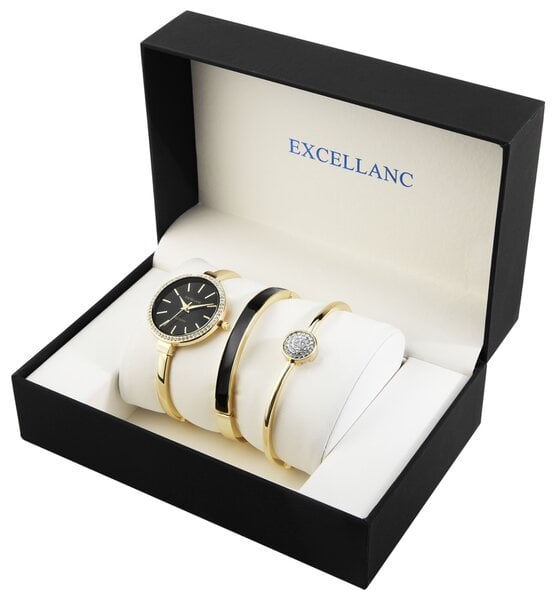Rotu komplekts: pulkstenis un divas rokassprādzes sievietēm Excellanc, zelta  krāsā cena | 220.lv