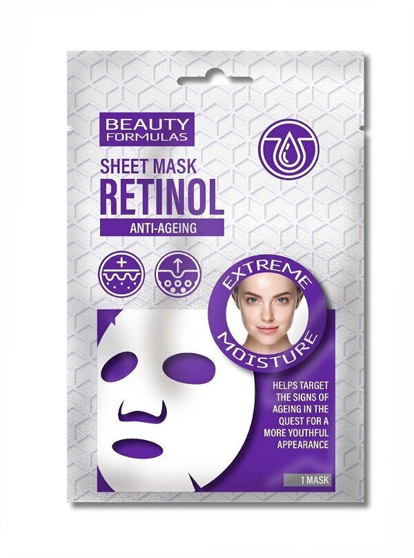 Loksnes sejas maska Beauty Formulas Retinol Anti-Aging, 1 gab. цена и информация | Sejas maskas, acu maskas | 220.lv