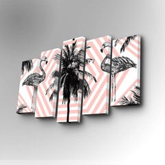 Piecu daļu reprodukcija Divi flamingo un palma cena un informācija | Gleznas | 220.lv