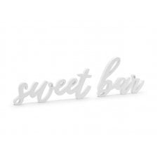 Koka uzraksts Sweet bar, balts, 37x10cm цена и информация | Праздничные декорации | 220.lv