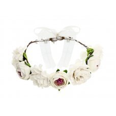 Ziedu vainags, balts, 17cm cena un informācija | Karnevāla kostīmi, maskas un parūkas | 220.lv