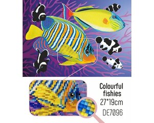 Картина стразами в технике алмазной вышивки "Разноцветные рыбки” Collection D'Art 27x19cm цена и информация | Алмазная мозаика | 220.lv
