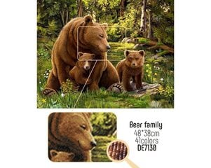 Картина стразами в технике алмазной вышивки "Медвежья семья" Collection D'Art 48x38cm цена и информация | Алмазная мозаика | 220.lv