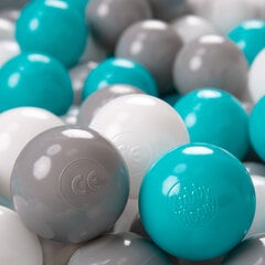 KiddyMoon Играть в пластиковые шарики для малыша 100 штук ∅ 6cm, сертифицированный продукт, произведенный в ЕС, серый/белый/бирюзовый цена и информация | Игрушки для малышей | 220.lv
