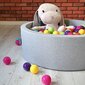 KiddyMoon apaļš bumbu baseins bērniem 90x30 cm/200 bumbiņas ∅ 7cm, gaiši pelēks cena un informācija | Rotaļlietas zīdaiņiem | 220.lv