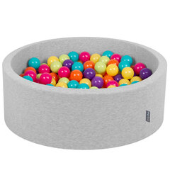 KiddyMoon apaļš bumbu baseins bērniem 90x30 cm/200 bumbiņas ∅ 7cm, gaiši pelēks cena un informācija | Rotaļlietas zīdaiņiem | 220.lv