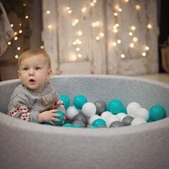 KiddyMoon apaļš bumbu baseins bērniem 90x30 cm, bez bumbām, pelēks cena un informācija | Rotaļlietas zīdaiņiem | 220.lv