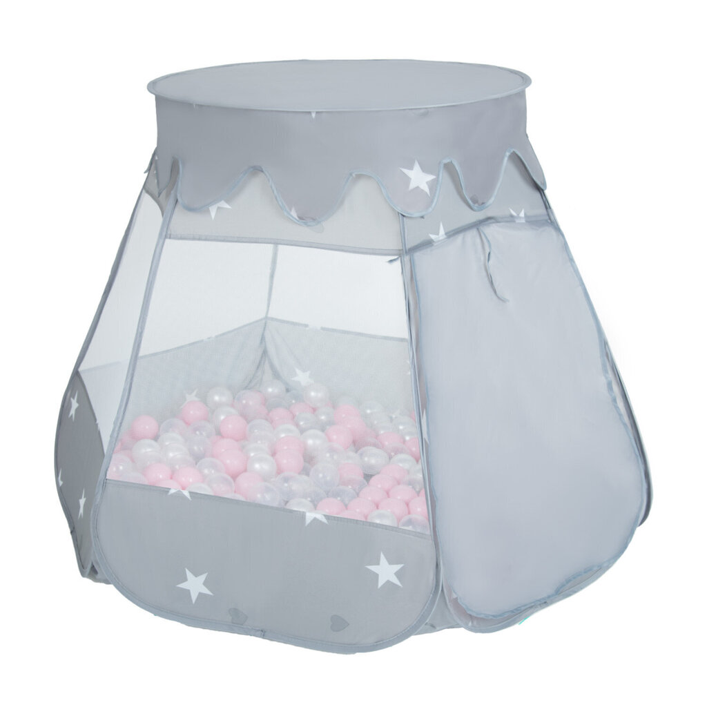 Selonis telts Pop Up ar plastmasas bumbiņām 105x90cm/100 bumbiņas, pelēka цена и информация | Bērnu rotaļu laukumi, mājiņas | 220.lv
