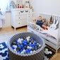 KiddyMoon apaļš bumbu baseins bērniem 90x30 cm/300 bumbiņas ∅ 7cm, melns цена и информация | Rotaļlietas zīdaiņiem | 220.lv