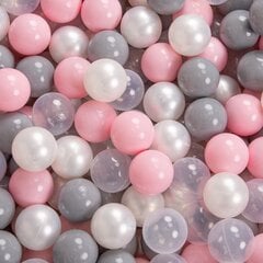 KiddyMoon Круглый детский бассейн с мячиками 90x30см/200 шариков ∅ 7см, сертифицирован в ЕС, розовый:перламутровый/серый/прозрачный/светло-розовый цена и информация | Игрушки для малышей | 220.lv