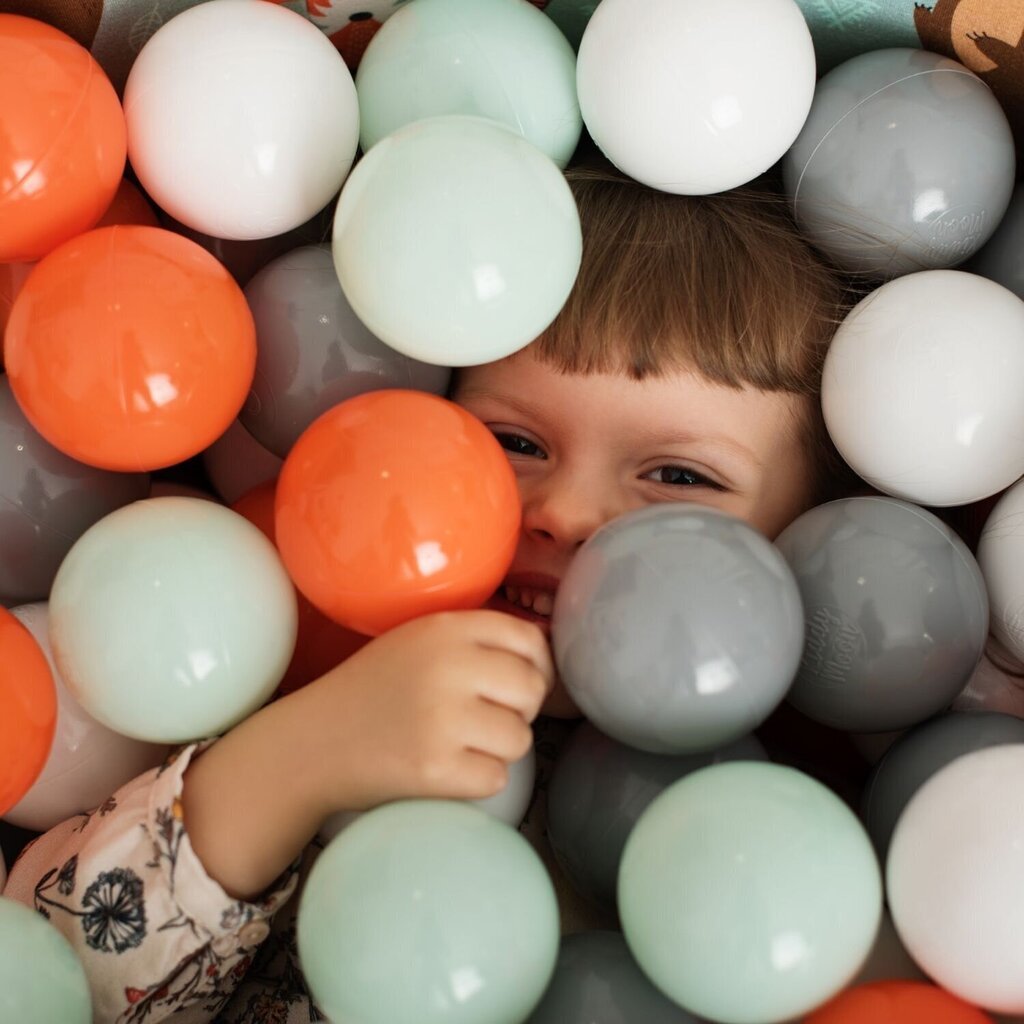 KiddyMoon apaļš bumbu baseins bērniem 90x30 cm/300 bumbiņas ∅ 7cm, ar dzīvnieku motīviem цена и информация | Rotaļlietas zīdaiņiem | 220.lv