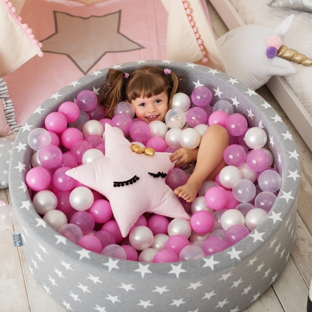 KiddyMoon apaļš bumbu baseins bērniem 90x30 cm/300 bumbiņas ∅ 7cm, ar dzīvnieku motīviem cena un informācija | Rotaļlietas zīdaiņiem | 220.lv