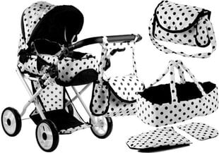 Детская коляска для кукол 2 в1 Alice, Polka Dot белый цвет цена и информация | Игрушки для девочек | 220.lv