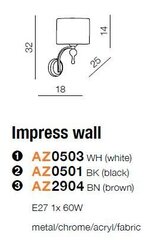 Azzardo sienas lampa Impress White цена и информация | Настенные светильники | 220.lv