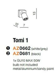 Azzardo griestu lampa Tomi 1 Black cena un informācija | Griestu lampas | 220.lv