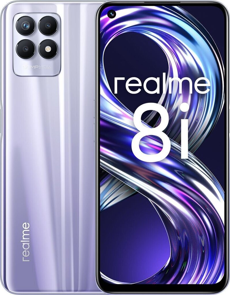 Realme 8i, 4/128 GB, Dual SIM, Stellar Purple cena un informācija | Mobilie telefoni | 220.lv