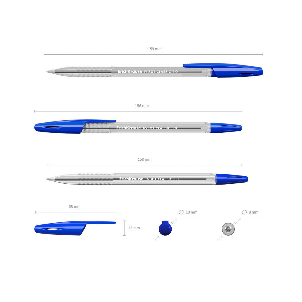 Lodīšu pildspalva ErichKrause® R-301 Classic Stick 1.0 zila, melna, sarkana, zaļa (iepakojumā 4 gab.) cena un informācija | Rakstāmpiederumi | 220.lv