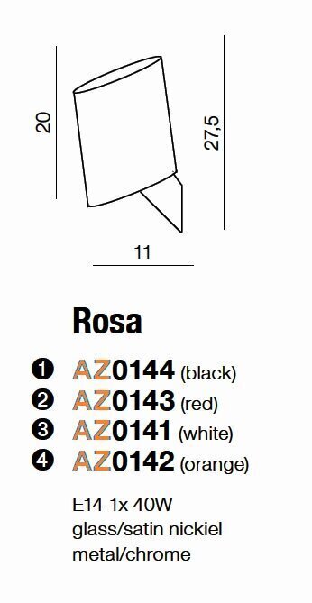 Azzardo sienas lampa Rosa White цена и информация | Sienas lampas | 220.lv