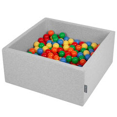 KiddyMoon Квадрат детский бассейн с мячиками 90x40см/300 шариков ∅ 7см, сертифицирован в ЕС, Светло-серый:жёлтый/зелёный/голубой/красный/оранжевый цена и информация | Игрушки для малышей | 220.lv