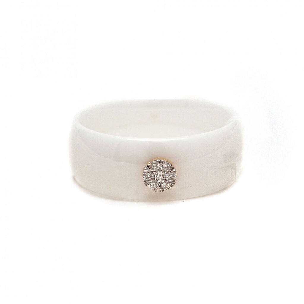 Baltās keramikas gredzens ar briljantiem ZGFY006711R5YD цена и информация | Gredzeni | 220.lv