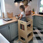 KiddyMoon bērnu kāpslītis - virtuves palīgs ST-003, koka, melns цена и информация | Bērnu krēsliņi un bērnu galdiņi | 220.lv