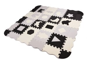 36 gabalu paklājs - puzle, 143x143 cm, melnbalta cena un informācija | Attīstošie paklājiņi | 220.lv