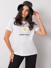 Sieviešu kokvilnas t-krekls, balts цена и информация | Женские футболки | 220.lv