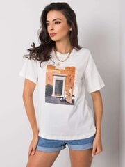 T-krekls ar modes apdruku, balts cena un informācija | T-krekli sievietēm | 220.lv