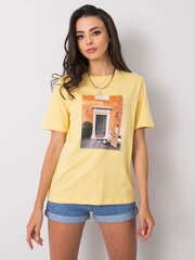 T-krekls ar modes apdruku, dzeltens cena un informācija | T-krekli sievietēm | 220.lv