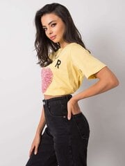 Kokvilnas t-krekls ar aplikāciju, dzeltens cena un informācija | T-krekli sievietēm | 220.lv