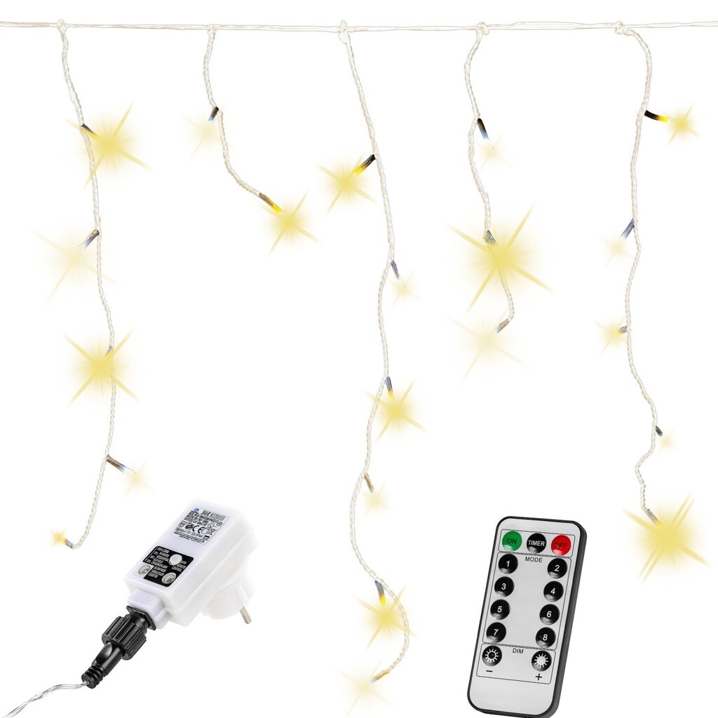 Aizkars 200 LED ar pulti un dimmeri "Premium Intelligence", silti balts цена и информация | Ziemassvētku lampiņas, LED virtenes | 220.lv