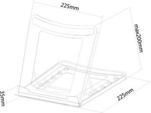 Newstar portatīvā datora galda statīvs (ergonomisks) NSLS075BLACK cena un informācija | Portatīvo datoru dzesēšanas paliktņi un citi piederumi | 220.lv