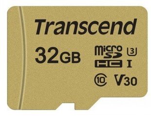 TRANSCEND GOLD 500S MICROSD W/ADP (V30) R95/W60 32GB cena un informācija | Atmiņas kartes fotokamerām | 220.lv