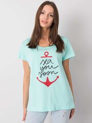 мятная футболка с принтом silva цена и информация | Женские футболки | 220.lv