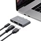 Canyon Multiport dokstacija ar 3 portiem, ar Thunderbolt 3 Dual C tipa male portu, 1*Thunderbolt 3 female+1*HDMI+1*USB3.0. Ieeja 100-240 V, izeja USB-C PD100W un USB-A 5V/1A, alumīnija sakausējums, pelēks, 59*35,5*10 mm, 0,028 kg цена и информация | Adapteri un USB centrmezgli | 220.lv