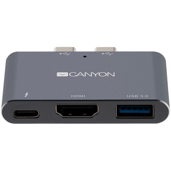 Canyon Multiport dokstacija ar 3 portiem, ar Thunderbolt 3 Dual C tipa male  portu, 1*