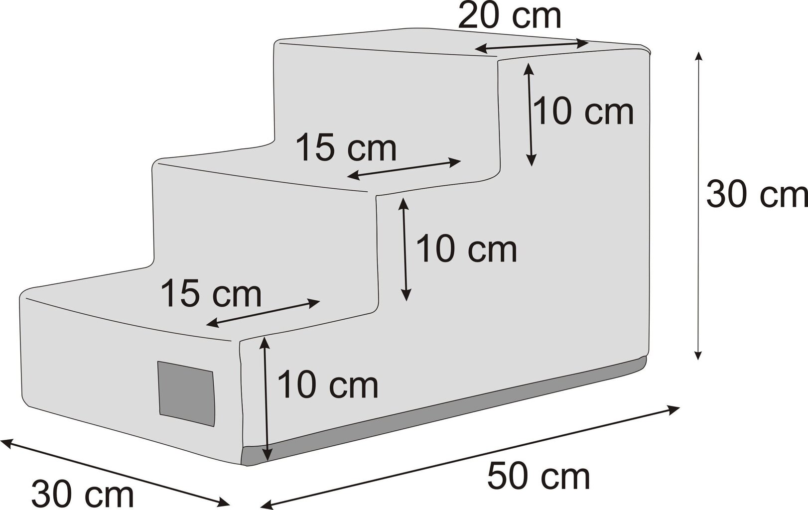 Hobbydog kāpnes Inari Light Grey 3, 30x50x30 cm цена и информация | Suņu gultas, spilveni, būdas | 220.lv