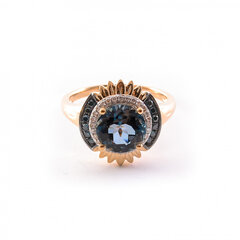 Zelta gredzens ar ziliem briljantiem un topāzu ZGR0049111BLDT cena un informācija | Gredzeni | 220.lv